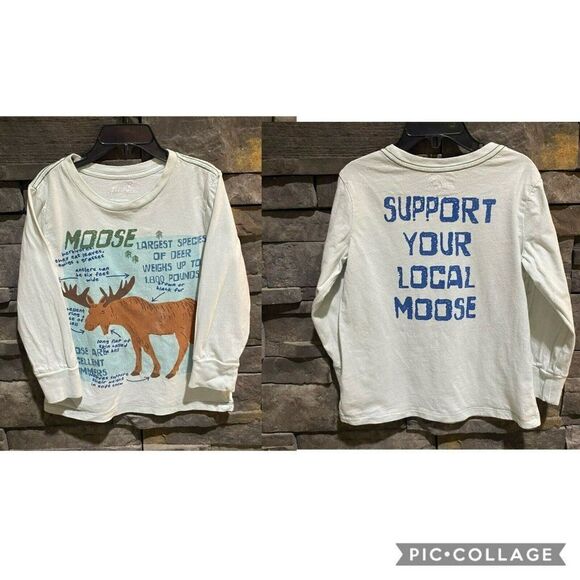 Peek Kids Long Sleeve Light Blue Graphic T Shirt Support Your Local‎ Moose 4/5 - Picture 1 of 4